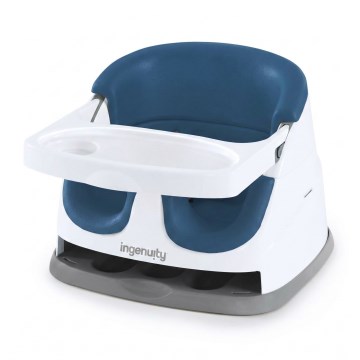 Ingenuity - Seggiolino rialzante 2 in 1 per sedia da pranzo BABY BASE blu scuro