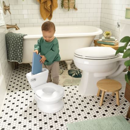 Ingenuity - Vasino per bambini MY SIZE con effetti sonori, bianco, 2xAAA