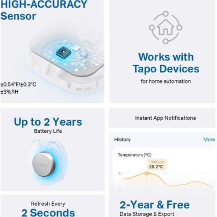 Intelligenter Sensor zur Messung von Temperatur und Luftfeuchtigkeit 1xCR2450