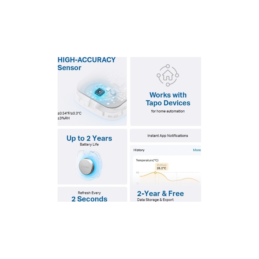 Intelligenter Sensor zur Messung von Temperatur und Luftfeuchtigkeit 1xCR2450