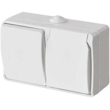 Interrupteur domestique alternatif n° 6 avec prise 250V/16A IP44 blanc