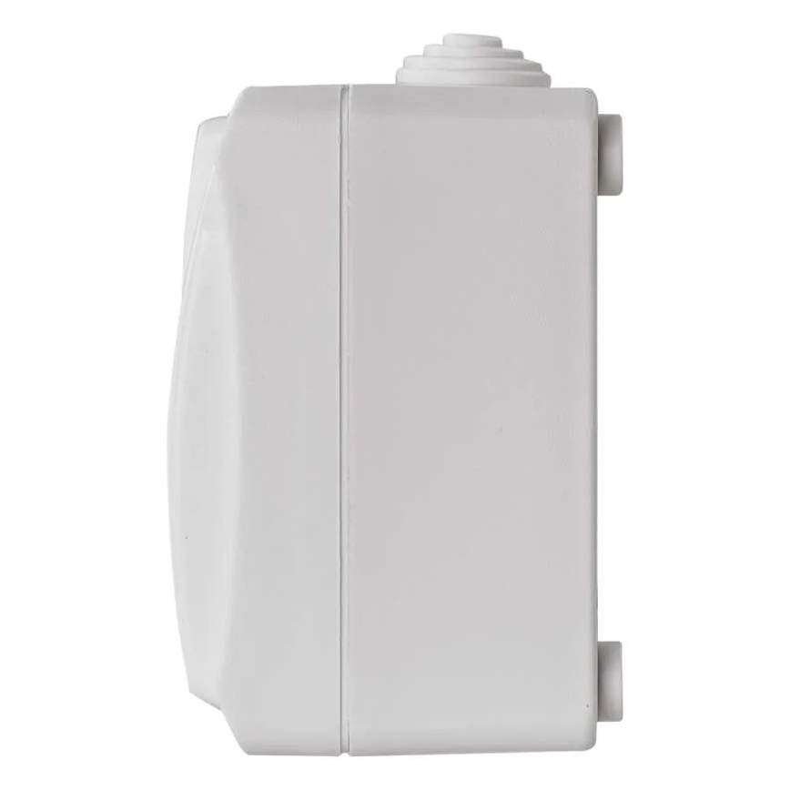 Interrupteur domestique alternatif n° 6 avec prise 250V/16A IP44 blanc