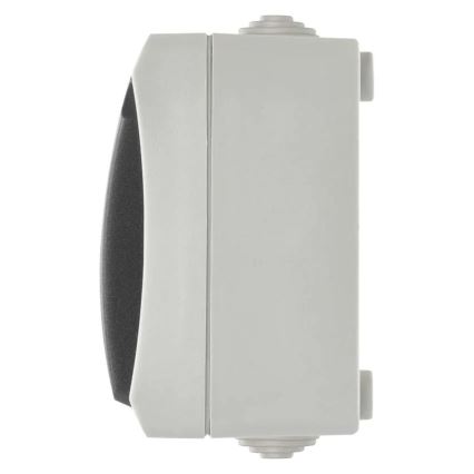 Interrupteur domestique alternatif n° 6 avec prise 250V/16A IP44 gris