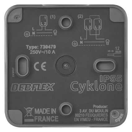 Interrupteur intérieur va-et-vient 250V/10A IP55