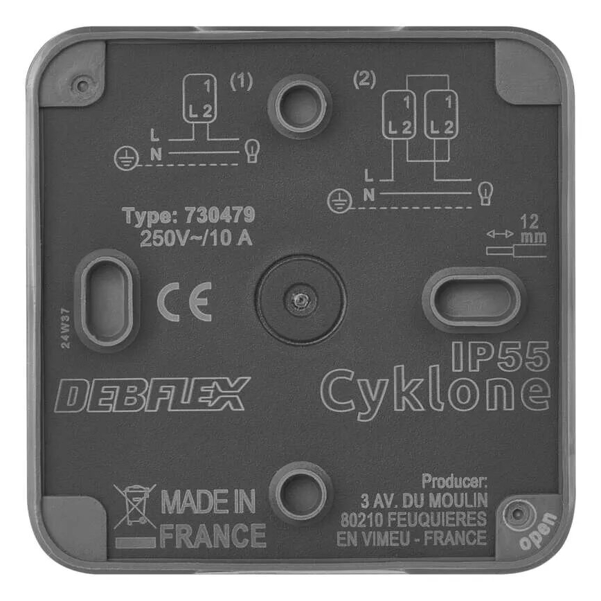 Interrupteur intérieur va-et-vient 250V/10A IP55
