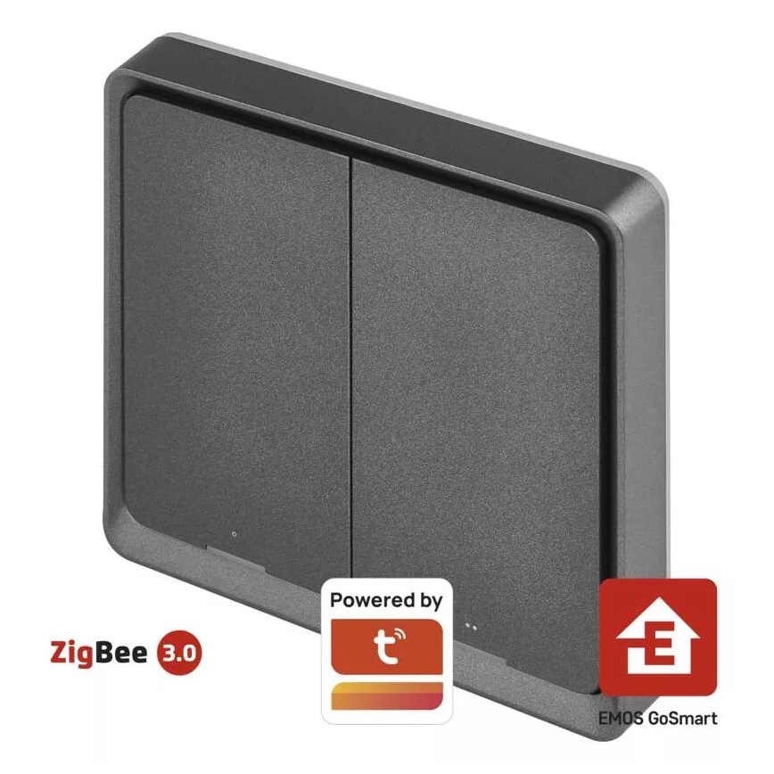Interruttore a 2 pulsanti GoSmart Tuya nero