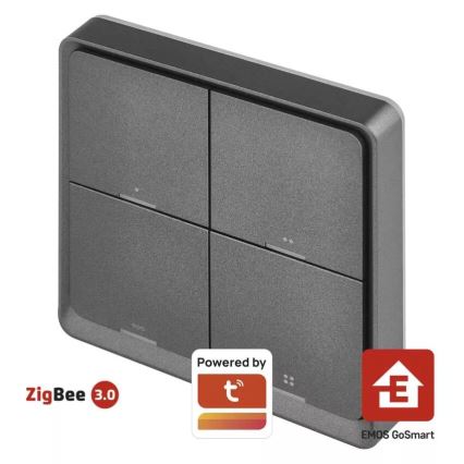 Interruttore a 4 pulsanti GoSmart Tuya nero