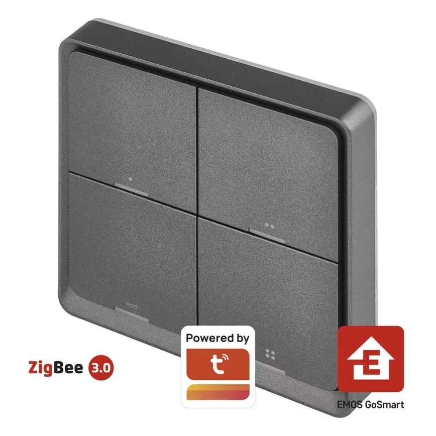 Interruttore a 4 pulsanti GoSmart Tuya nero
