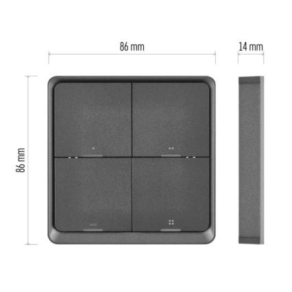 Interruttore a 4 pulsanti GoSmart Tuya nero