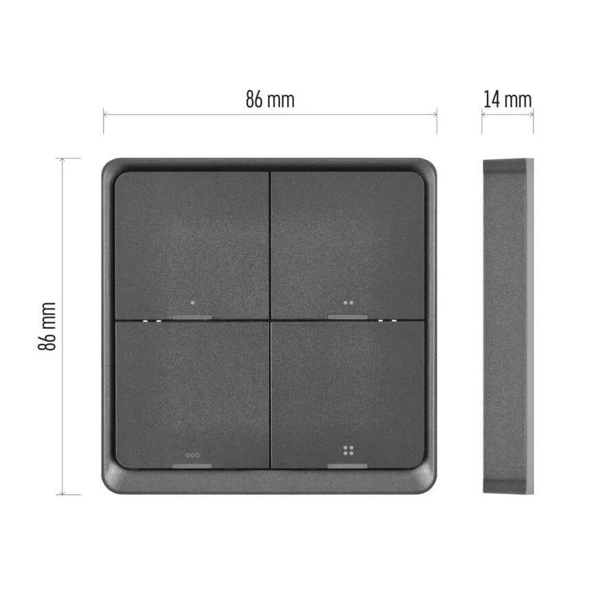Interruttore a 4 pulsanti GoSmart Tuya nero