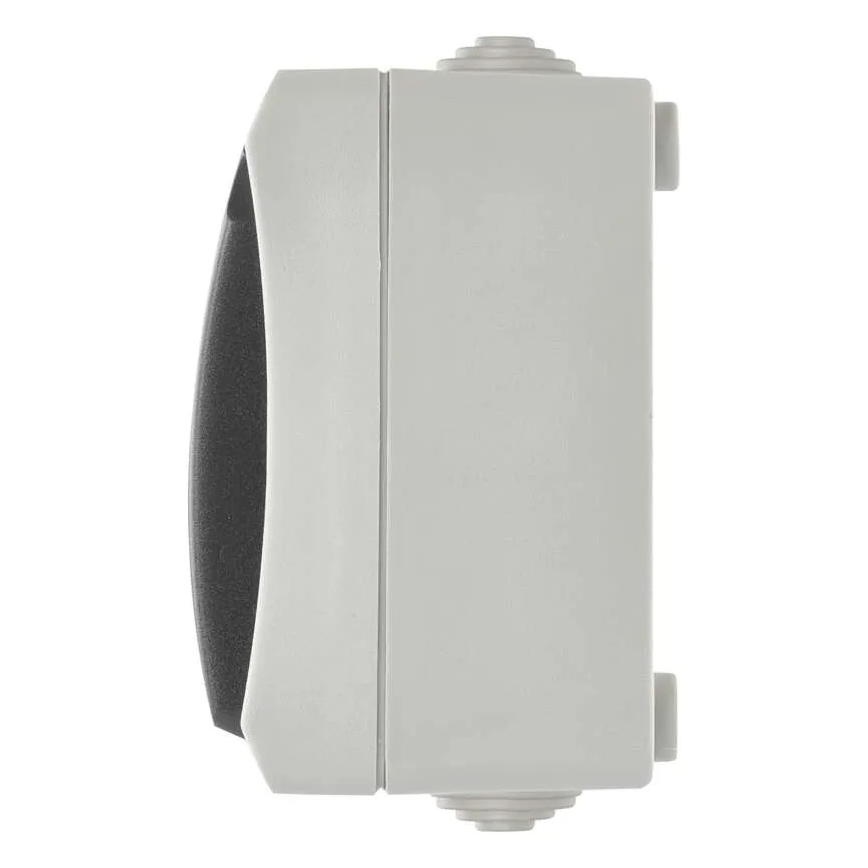 Interruttore domestico alternato n. 6 con presa 250V/16A IP44 grigio