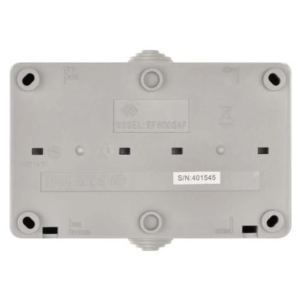 Interruttore domestico alternato n. 6 con presa 250V/16A IP44 grigio