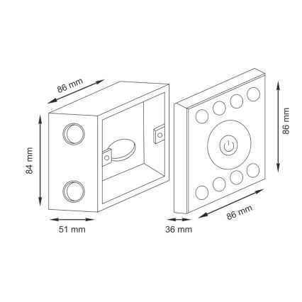 Interruttore touch con dimmer per strisce LED RGBW 12-24V 4 canali