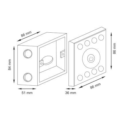 Interruttore touch con dimmer per strisce led unicolor 12-24V 4 canali