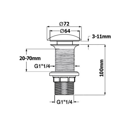 Isvea - Bonde de lavabo Ø 7,2 cm noir mat