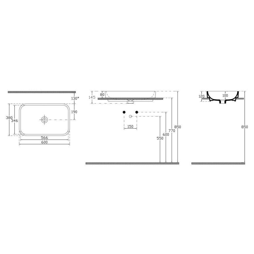 Isvea - Lavabo à poser AQUA 60x38 cm céramique/blanc