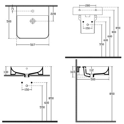 Isvea - Lavabo da appoggio/a parete SOTT AQUA 50x50 cm ceramica/bianco