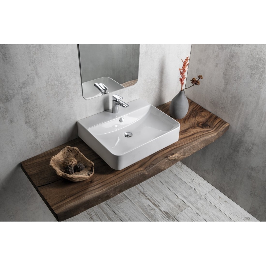 Isvea - Lavabo da appoggio/sospeso SOTT AQUA 60,5x50 cm in ceramica/bianco