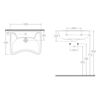 Isvea - Lavabo sospeso per persone con disabilità 45,6x59,5 cm ceramica/bianco