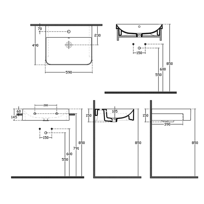 Isvea - Lavabo semiincasso SOTT AQUA 59x49 cm ceramica/bianco