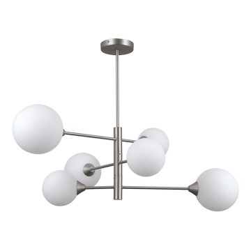 ITALUX - Deckenleuchte EVORA mit Stange 6xG9/5W/230V Nickel