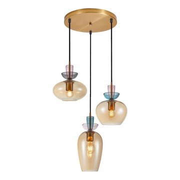 ITALUX - Lampadario a sospensione con cavo FANDA 3xE27/40W/230V oro/beige fumé