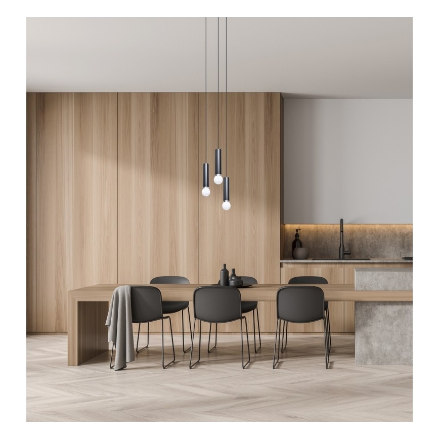 ITALUX - Hängeleuchte MACERA 3xE27/40W/230V schwarz