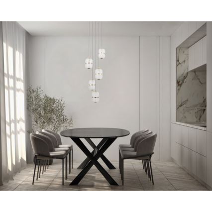 ITALUX - LED-Pendelleuchte ALANI an Stahlseil 5xLED/5,6W/230V 3000K schwarz/gold