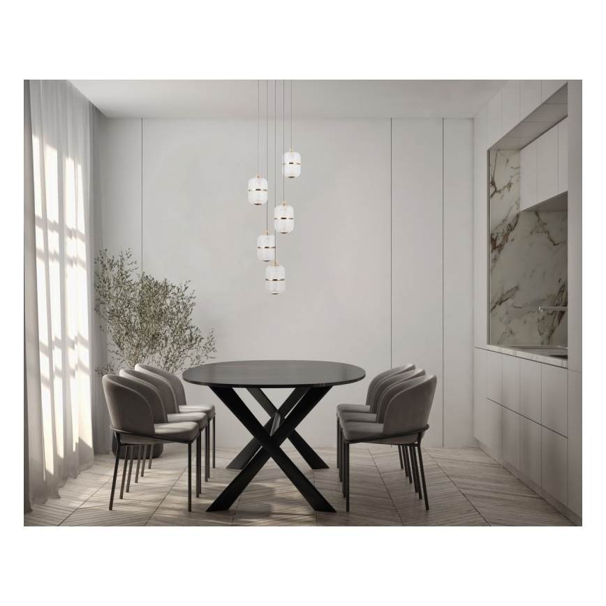 ITALUX - LED-Pendelleuchte ALANI an Stahlseil 5xLED/5,6W/230V 3000K schwarz/gold