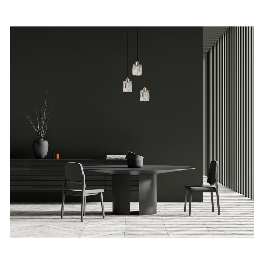 ITALUX - Lampadario a sospensione TORNO con cavo 3xE14/40W/230V nero/oro