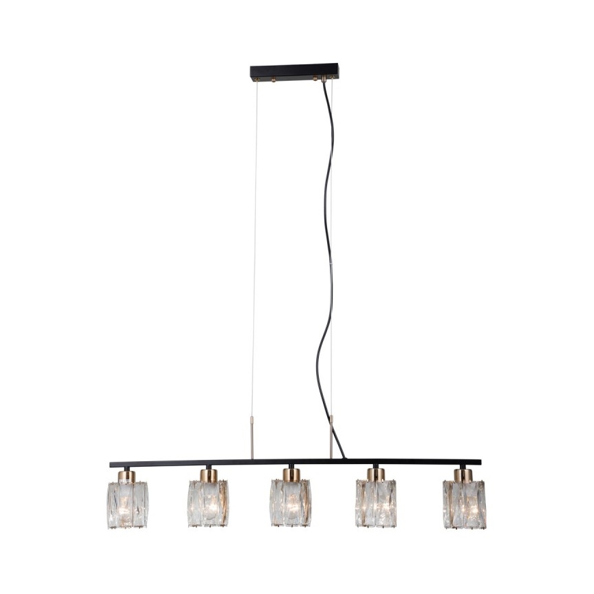 ITALUX - Hängeleuchte SIMONA mit Seilabhängung, 5xE14/40W/230V, schwarz/gold