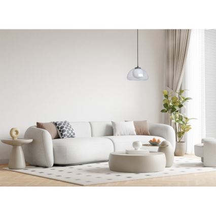 ITALUX - Hängeleuchte AINALE an Seil, 1x G9/7W/230V, schwarz/klares Glas