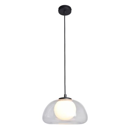 ITALUX - Hängeleuchte AINALE an Seil, 1x G9/7W/230V, schwarz/klares Glas