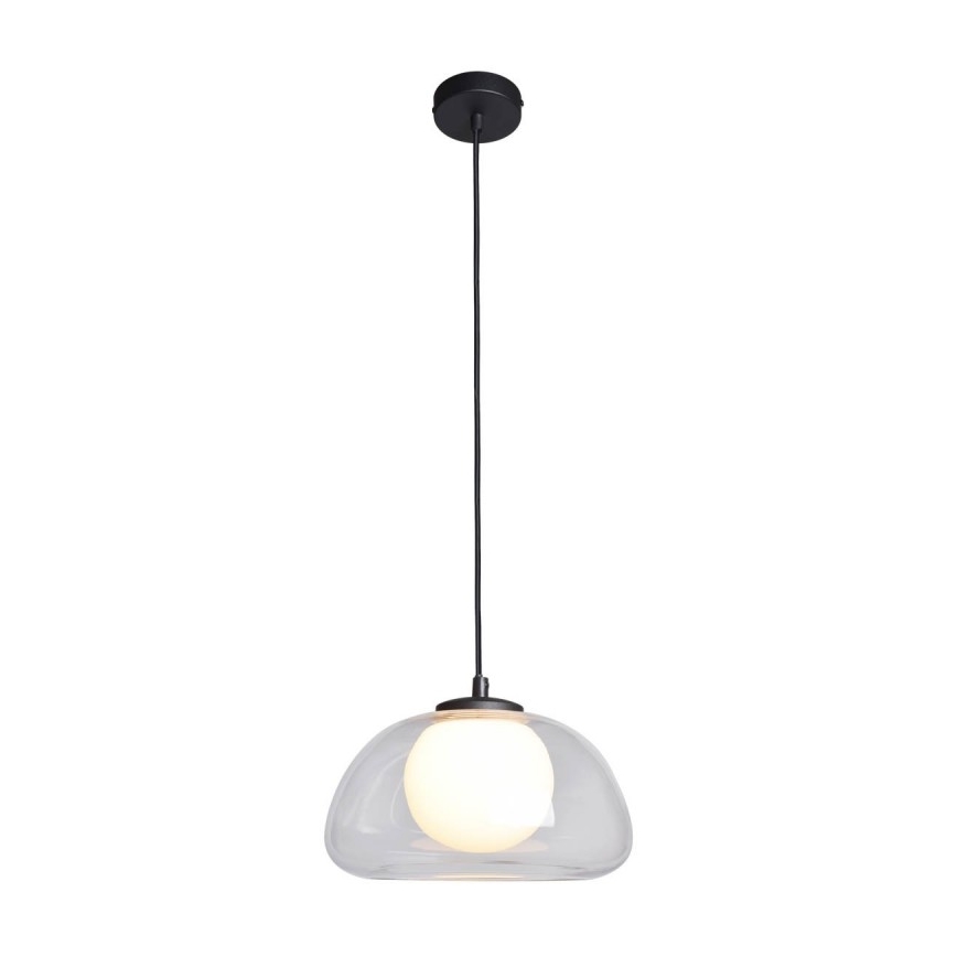 ITALUX - Hängeleuchte AINALE an Seil, 1x G9/7W/230V, schwarz/klares Glas