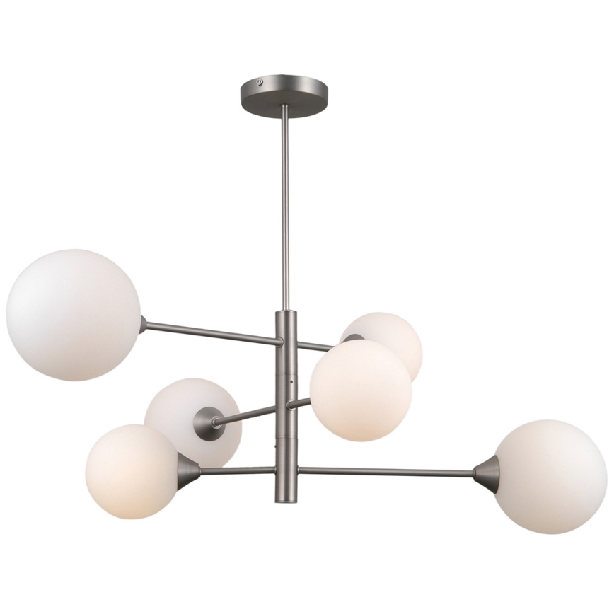 ITALUX - Deckenleuchte EVORA mit Stange 6xG9/5W/230V Nickel