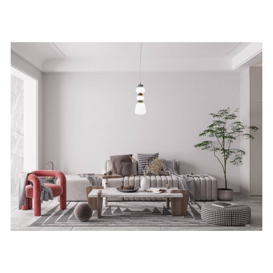 ITALUX - Lampadario a cavo EVANS LED/15W/230V 3000K oro/blu