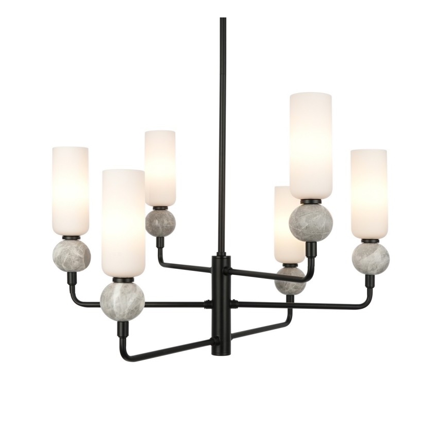 ITALUX - Suspension sur tige SANTOS 6xG9/40W/230V noire