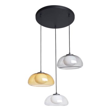 ITALUX - Suspension sur câble AINALE 3xG9/7W/230V noir/transparent/fumé beige/gris