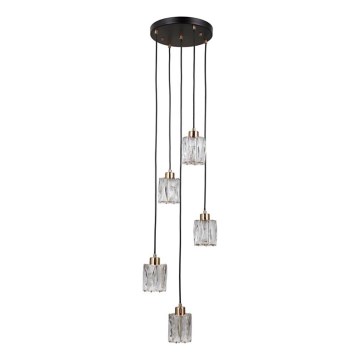 ITALUX - Suspension sur câble TORNO 5xE14/40W/230V noir/doré