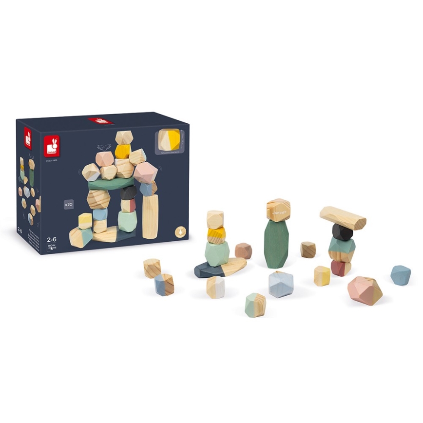 Janod - Blocchi di legno SWEET COCOON 20 pz pietre