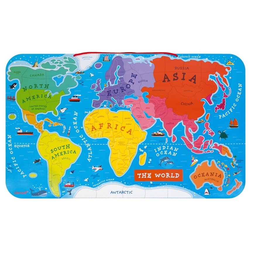 Janod - Carte magnétique du monde en anglais