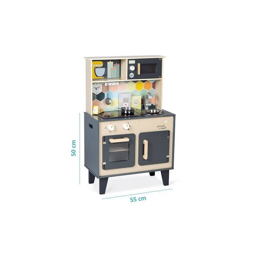 Janod - Cucina in legno con piano cottura a LED MOZAIC