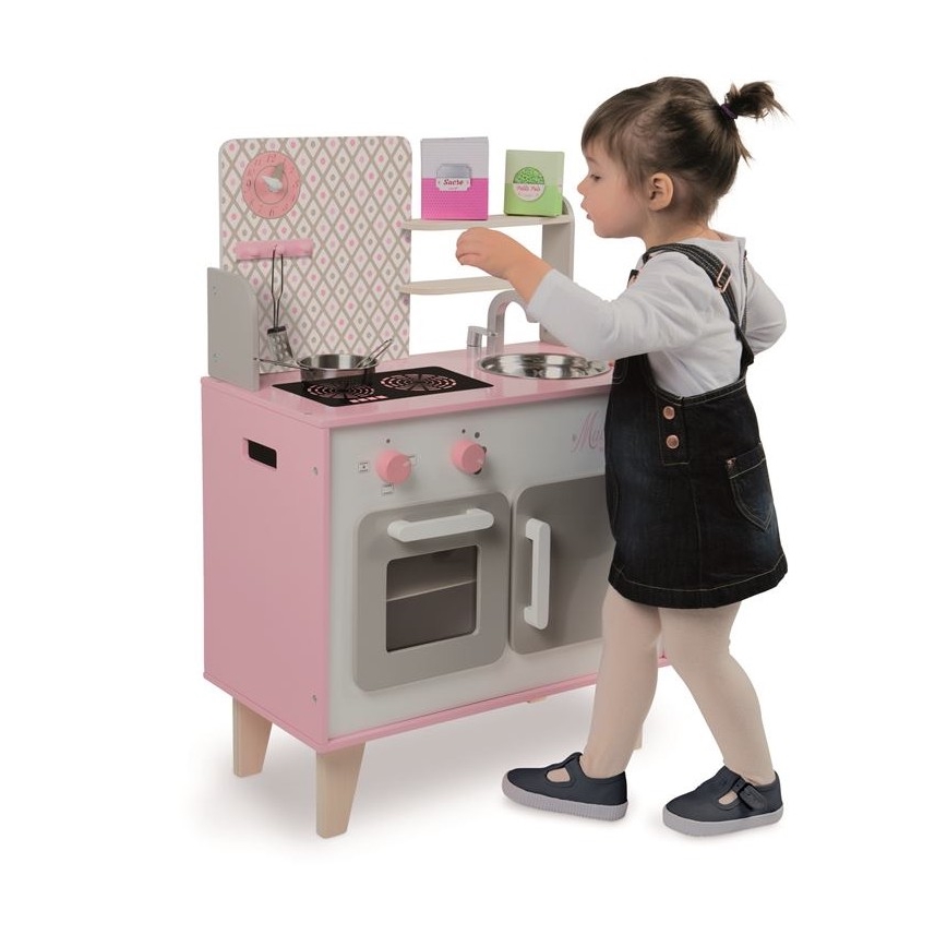 Janod - Cucina in legno MACARON rosa