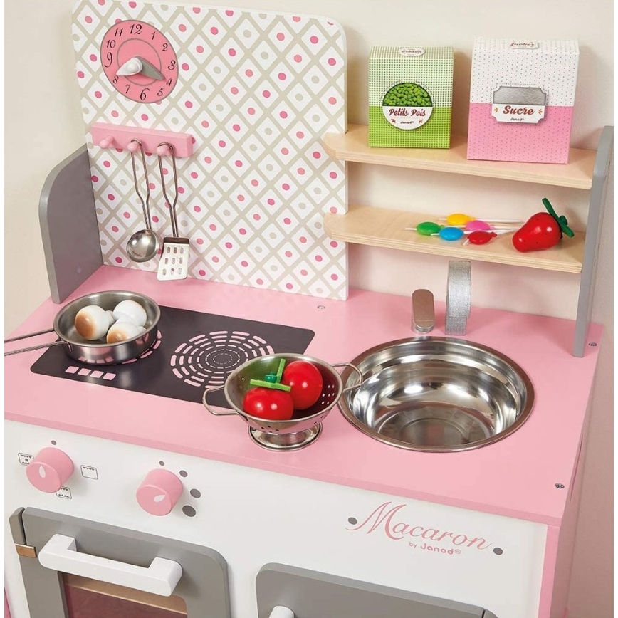 Janod - Cucina in legno MACARON rosa