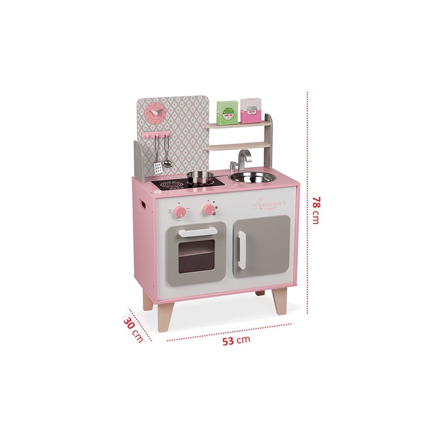 Janod - Cucina in legno MACARON rosa