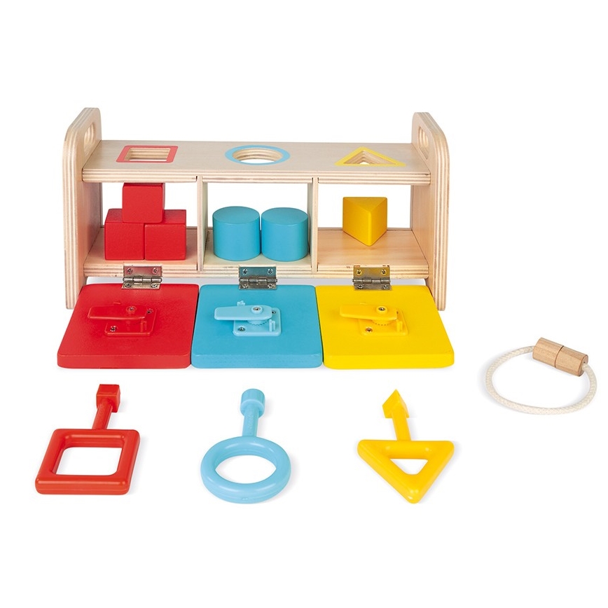Janod - Giocattolo interattivo in legno MONTESSORI 10 pz.