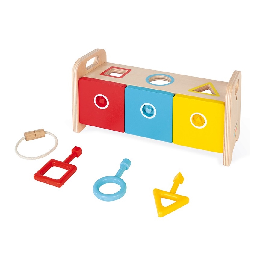Janod - Giocattolo interattivo in legno MONTESSORI 10 pz.