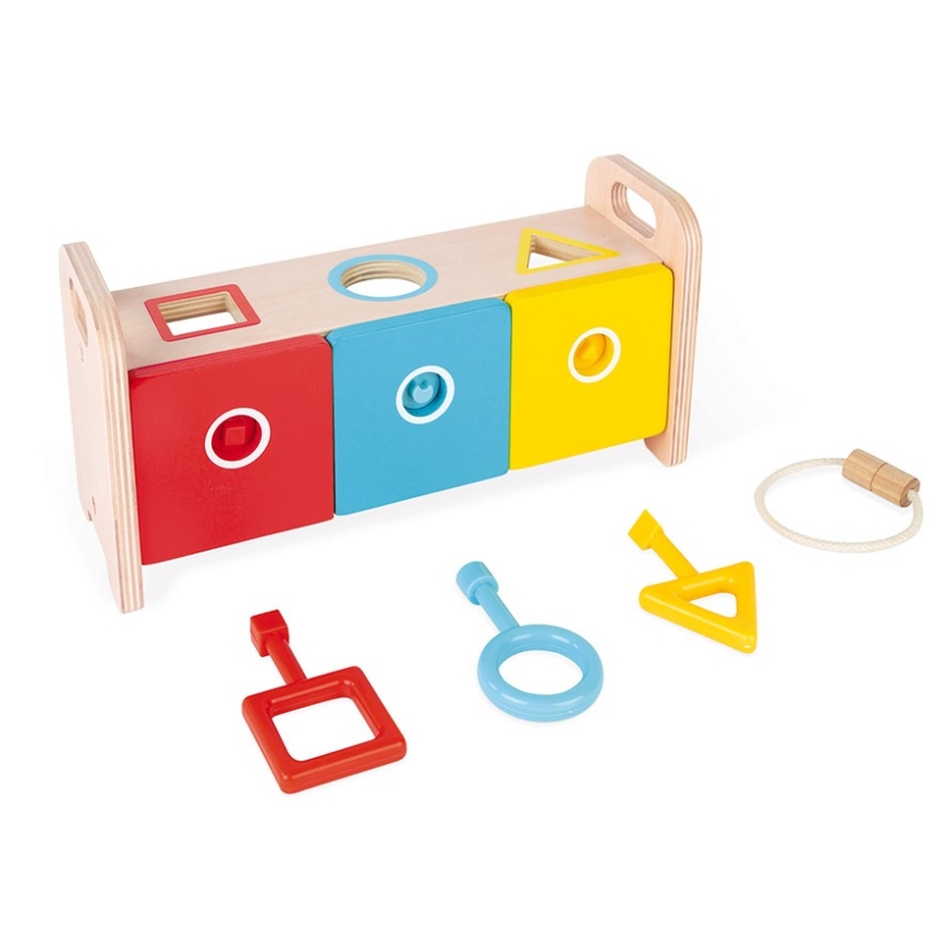 Janod - Giocattolo interattivo in legno MONTESSORI 10 pz.