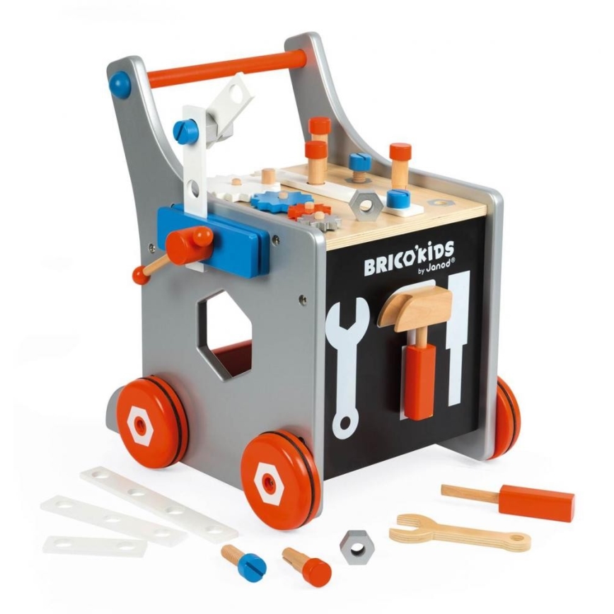 Janod - Passeggino in legno con attrezzi BRICOKIDS