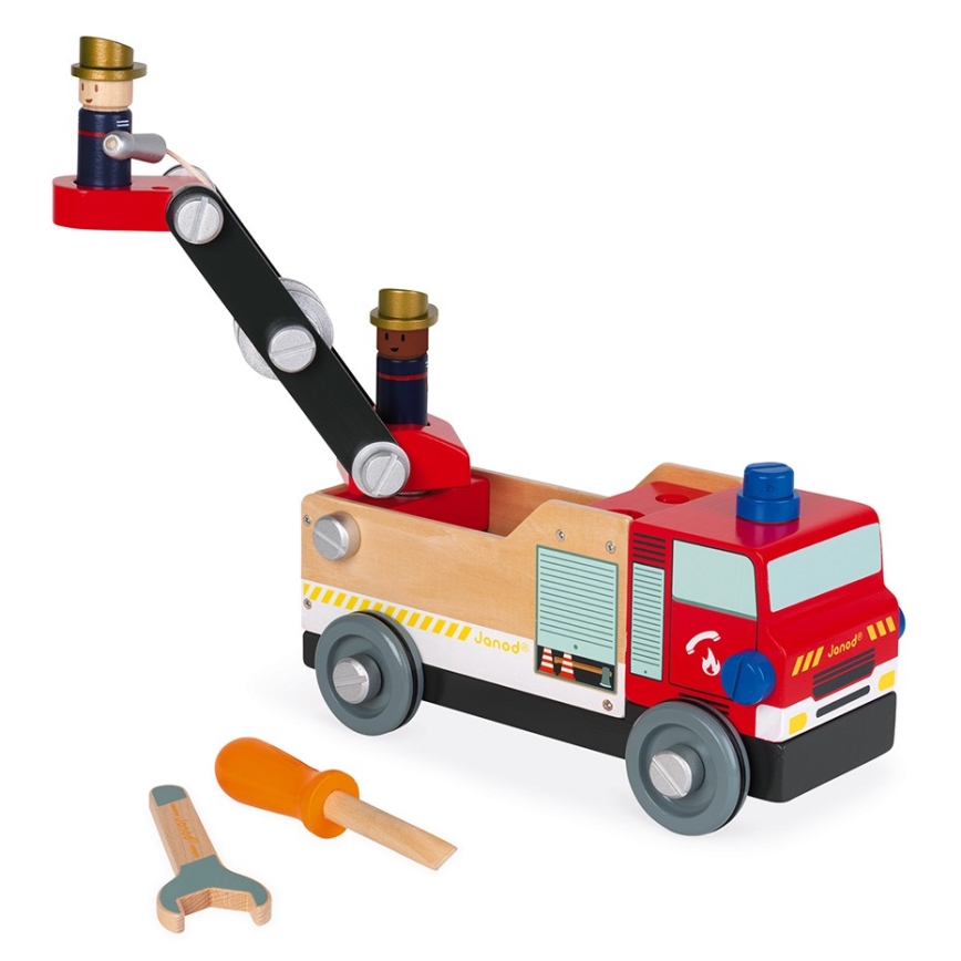 Janod - Set di costruzioni in legno BRICOKIDS camion dei pompieri